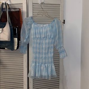 Blue rusched dress